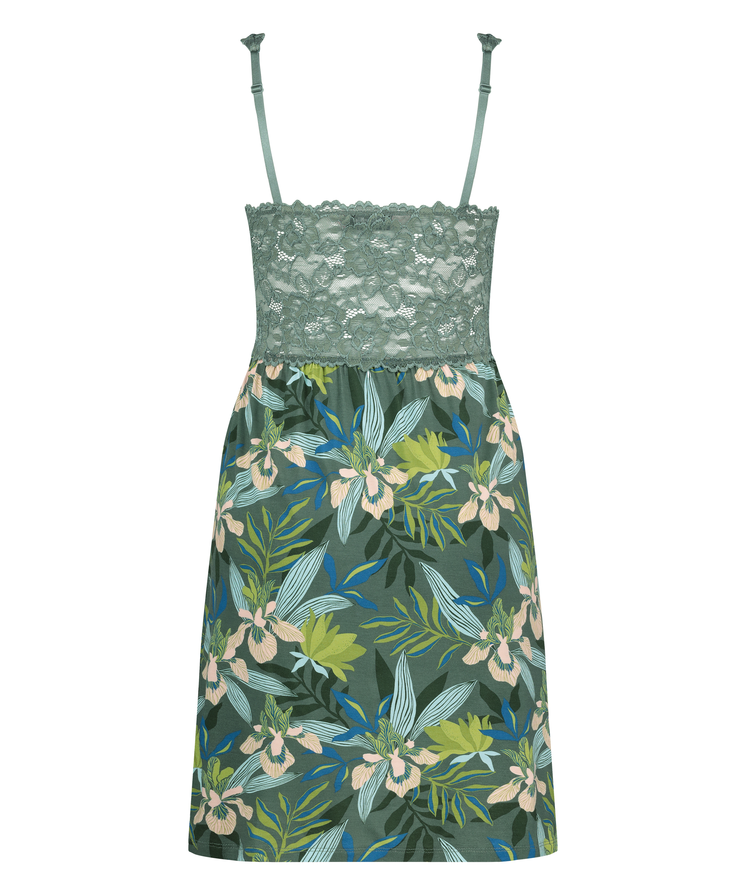 Sukienka na ramiączkach z koronką Nora, Zielony, main