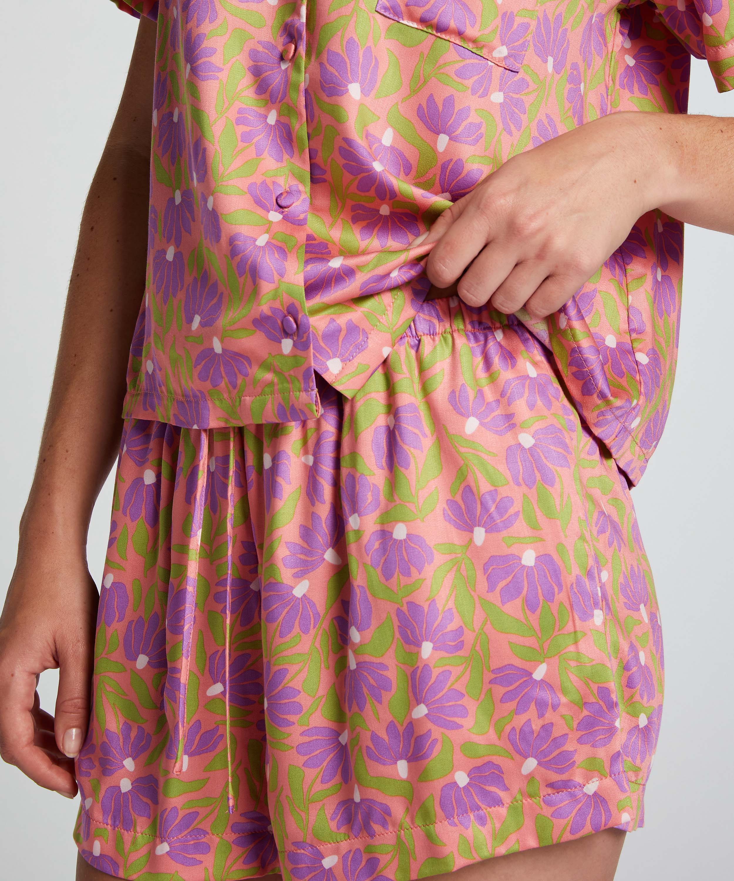 Satynowe szorty piżamowe, R&oacute;żowy, main