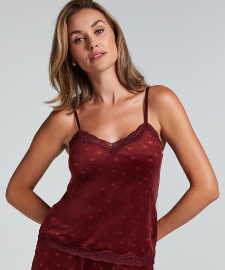 Koszulka piżamowa Velours Scallop Lace, Fioletowy