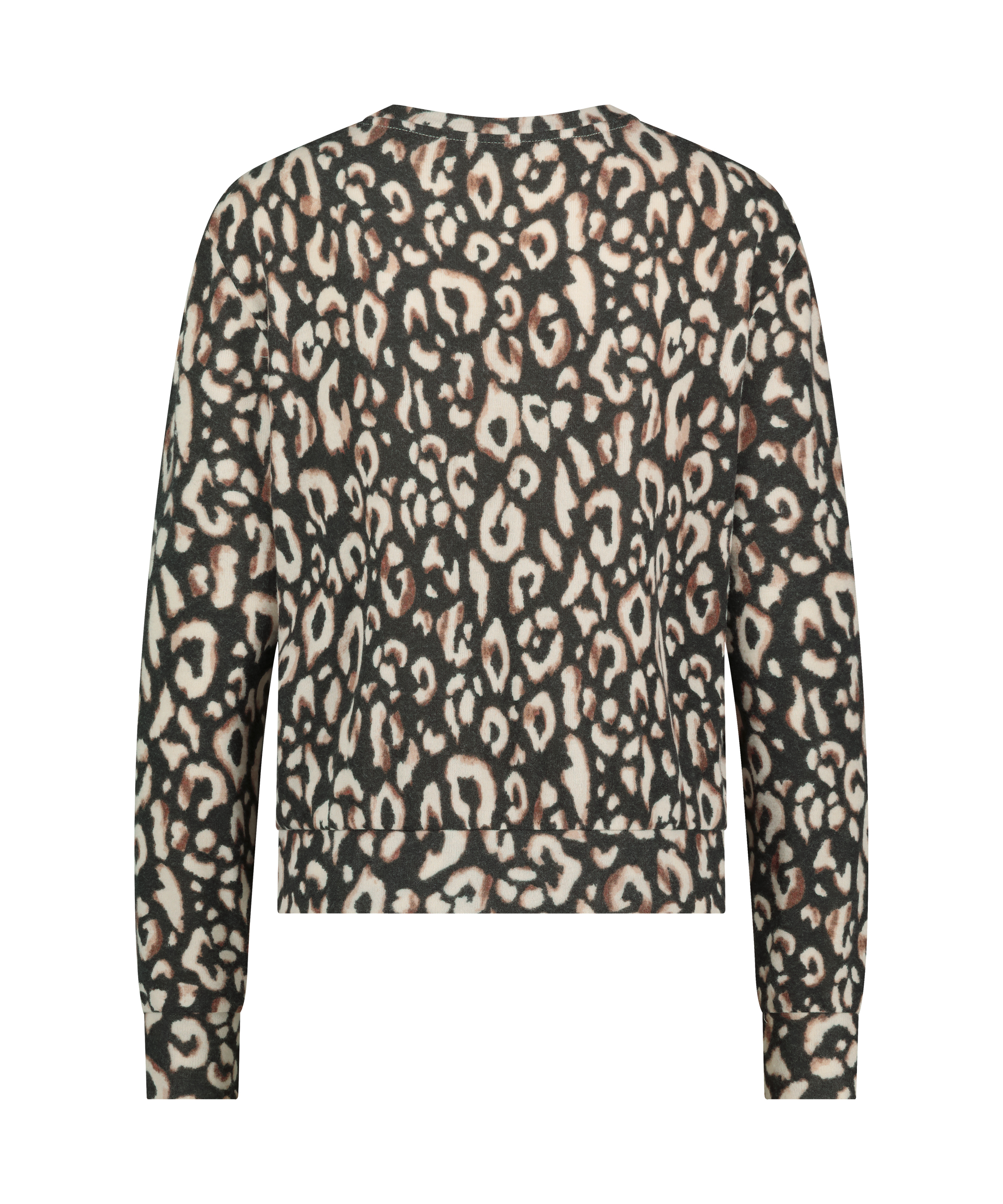 Piżamowy top z dżerseju z długimi rękawami, Czarny, main