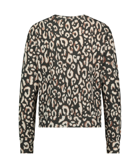 Piżamowy top z dżerseju z długimi rękawami, Czarny