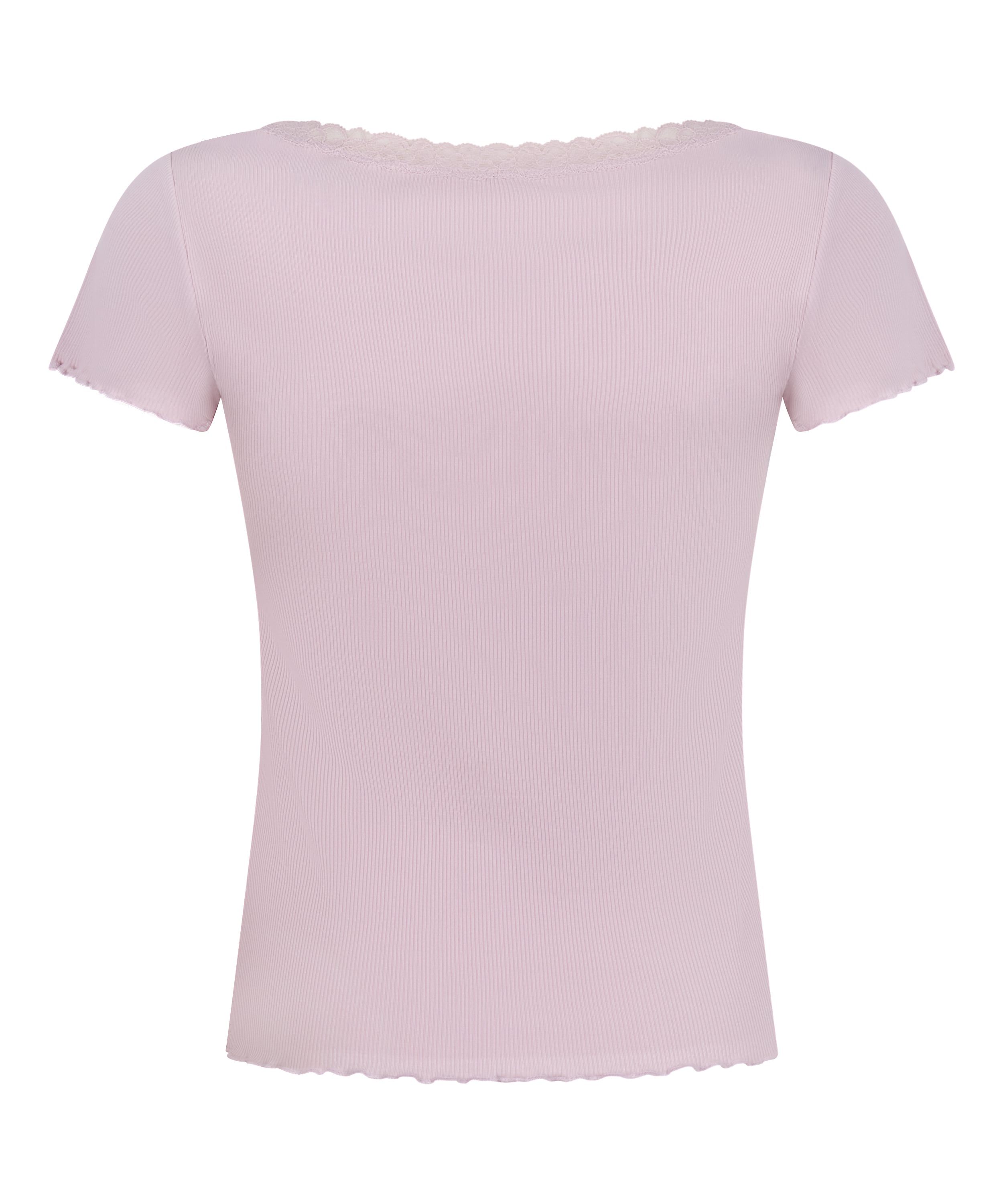 Top Piżamowy Jersey Rib z Koronką, R&oacute;żowy, main