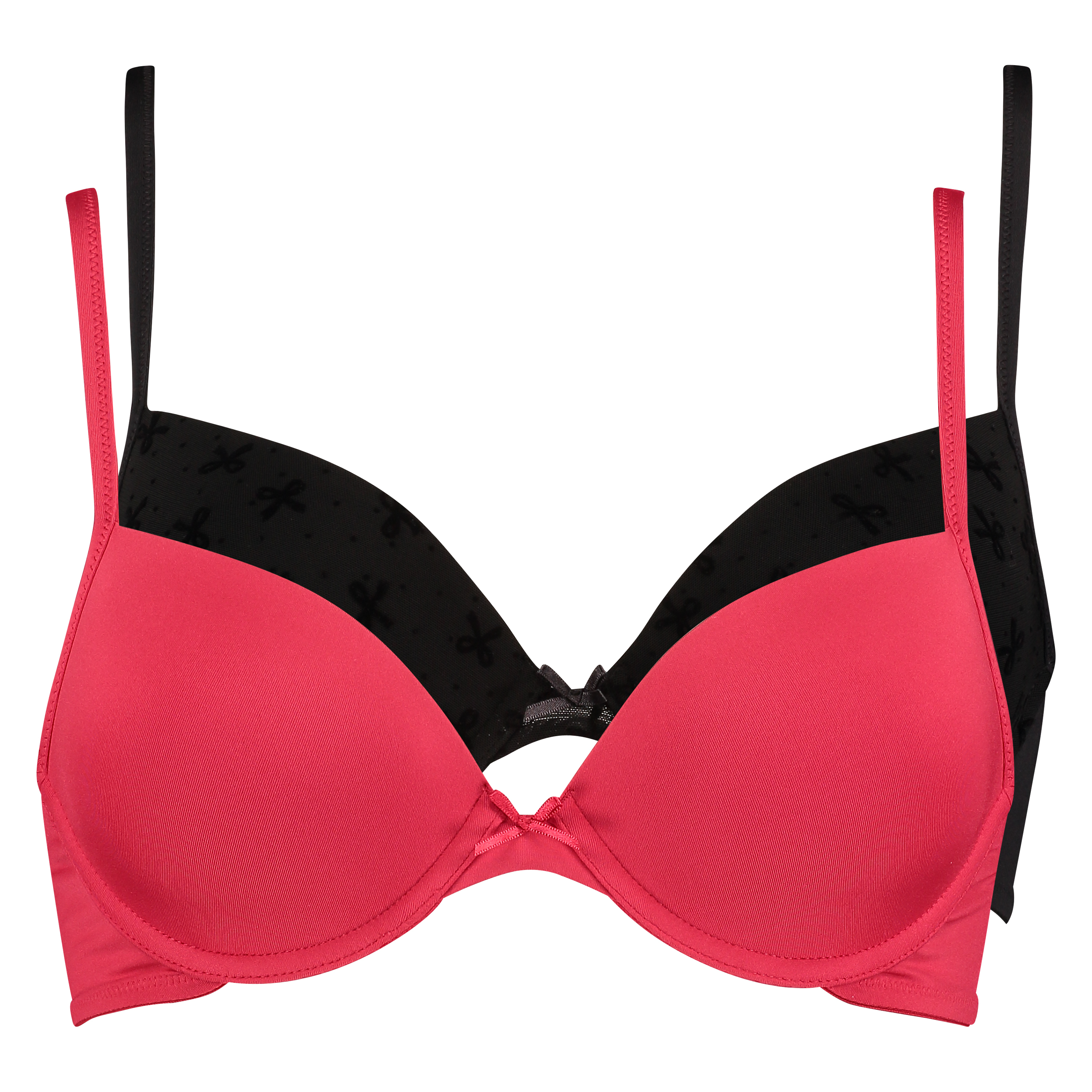 2 sztuki biustonoszy usztywnianych z fiszbinami, Czarny, main