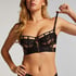 Nieusztywniany biustonosz z fiszbinami longline Sable, Czarny
