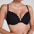 G&oacute;ra od bikini push-up z fiszbinami, z falowanym brzegiem, miseczki A &ndash; E, Czarny