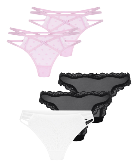 5-pak modnych string&oacute;w, Biały