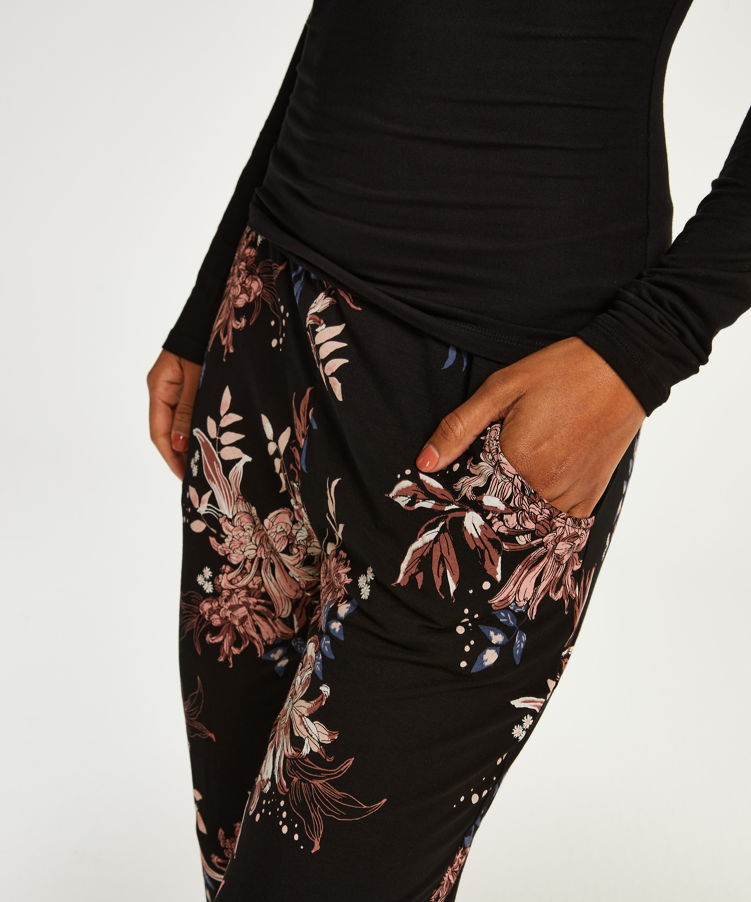 Komplet piżamowy z długimi rękawami Dahlia, Czarny, main