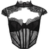 Top z fiszbinami Lace Camille, Czarny