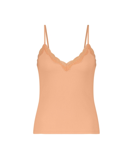 Bluzka z koronkową wstawką cami, R&oacute;żowy