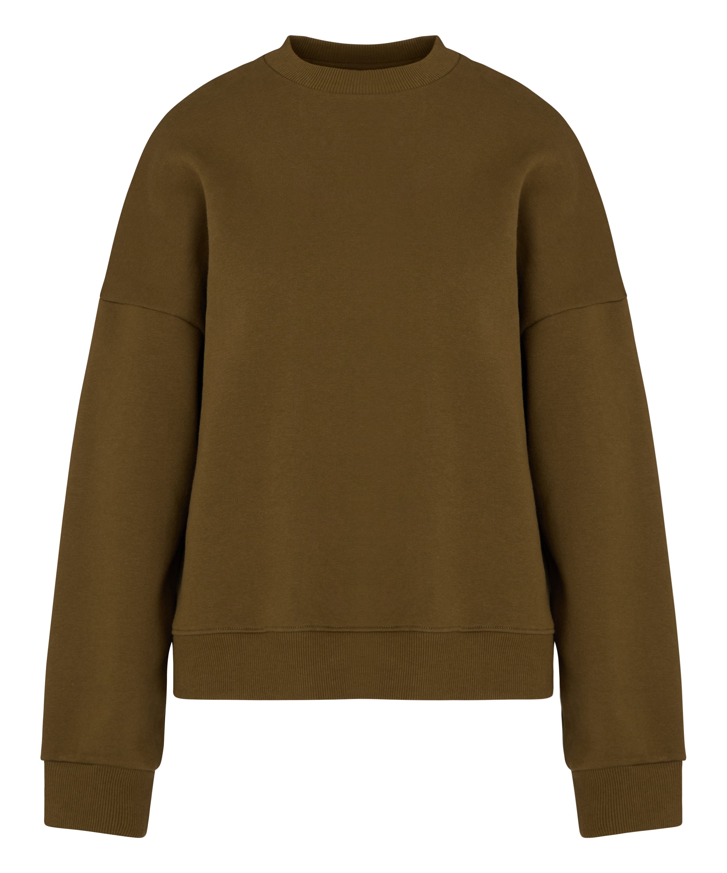 Bluza z Okrągłym Dekoltem z Czesanej Dzianiny Dresowej, Zielony, main