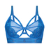 Nieusztywniany biustonosz z fiszbinami longline Pleasure, Niebieski