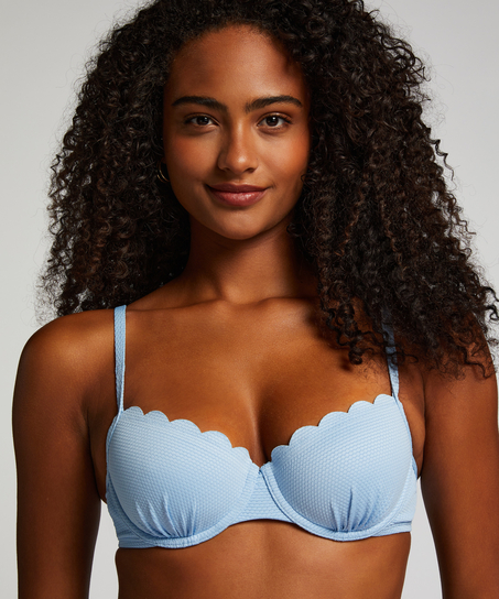 Usztywniany top bikini z fiszbinami Scallop, Niebieski