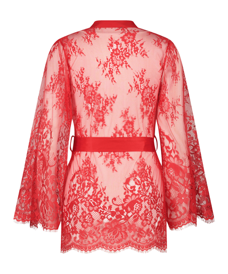 Kimono z koronką Isabelle, Czerwony