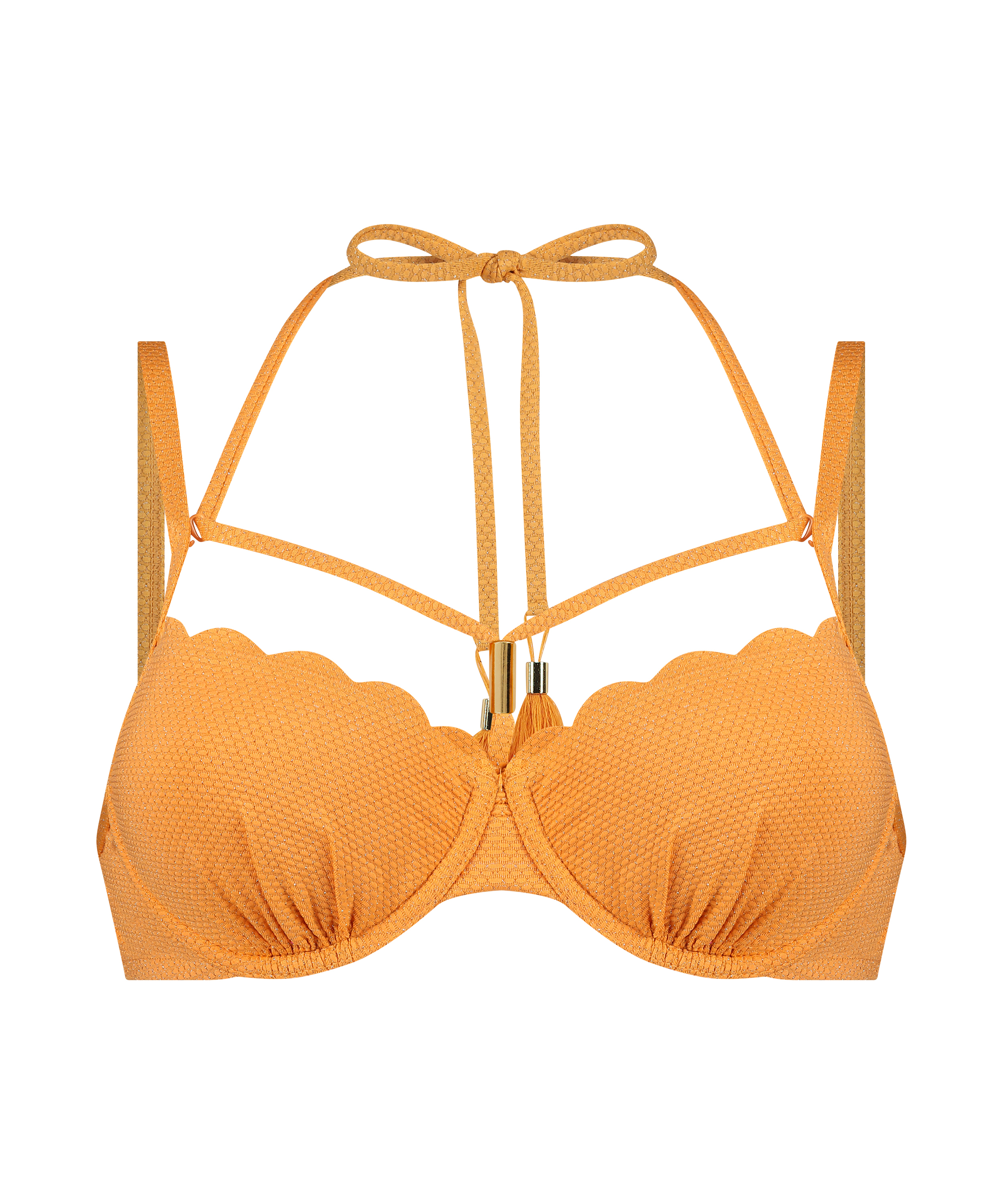 G&oacute;ra od bikini z lureksu w kształcie muszelki, Pomarańczowy, main