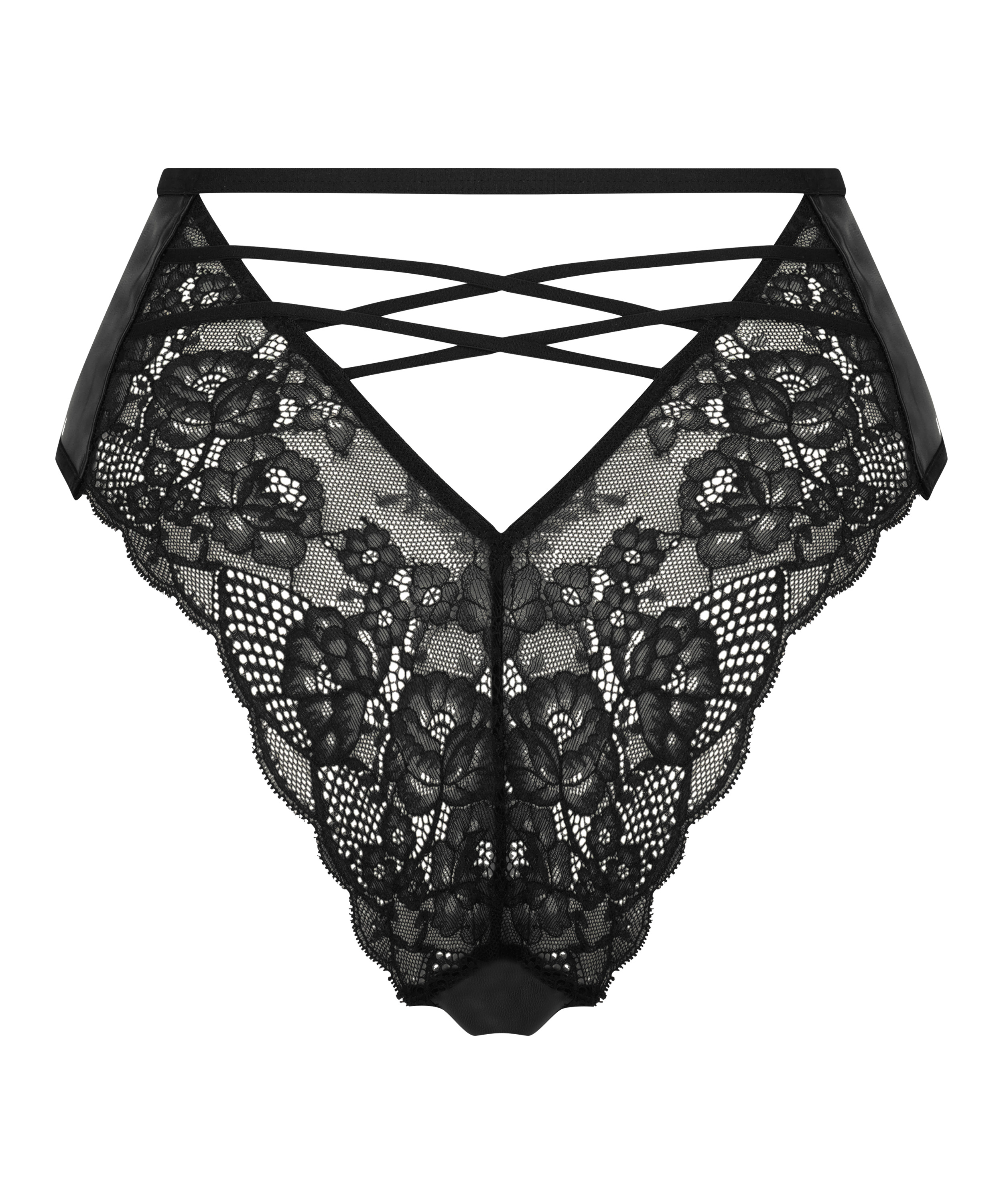 Wysoko wycięte brazyliany z odkrytym kroczem Melissa, Czarny, main