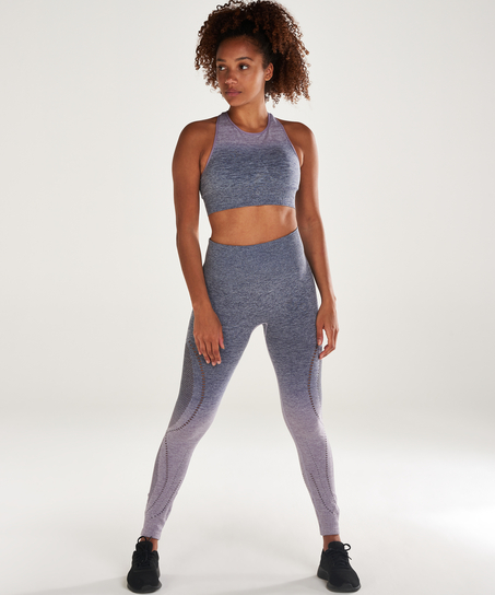 HKMX High waisted sports leggings round-knit ombre, Niebieski