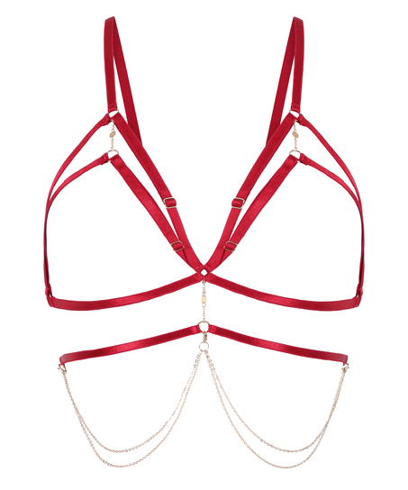 Chain Top Bralette, Czerwony