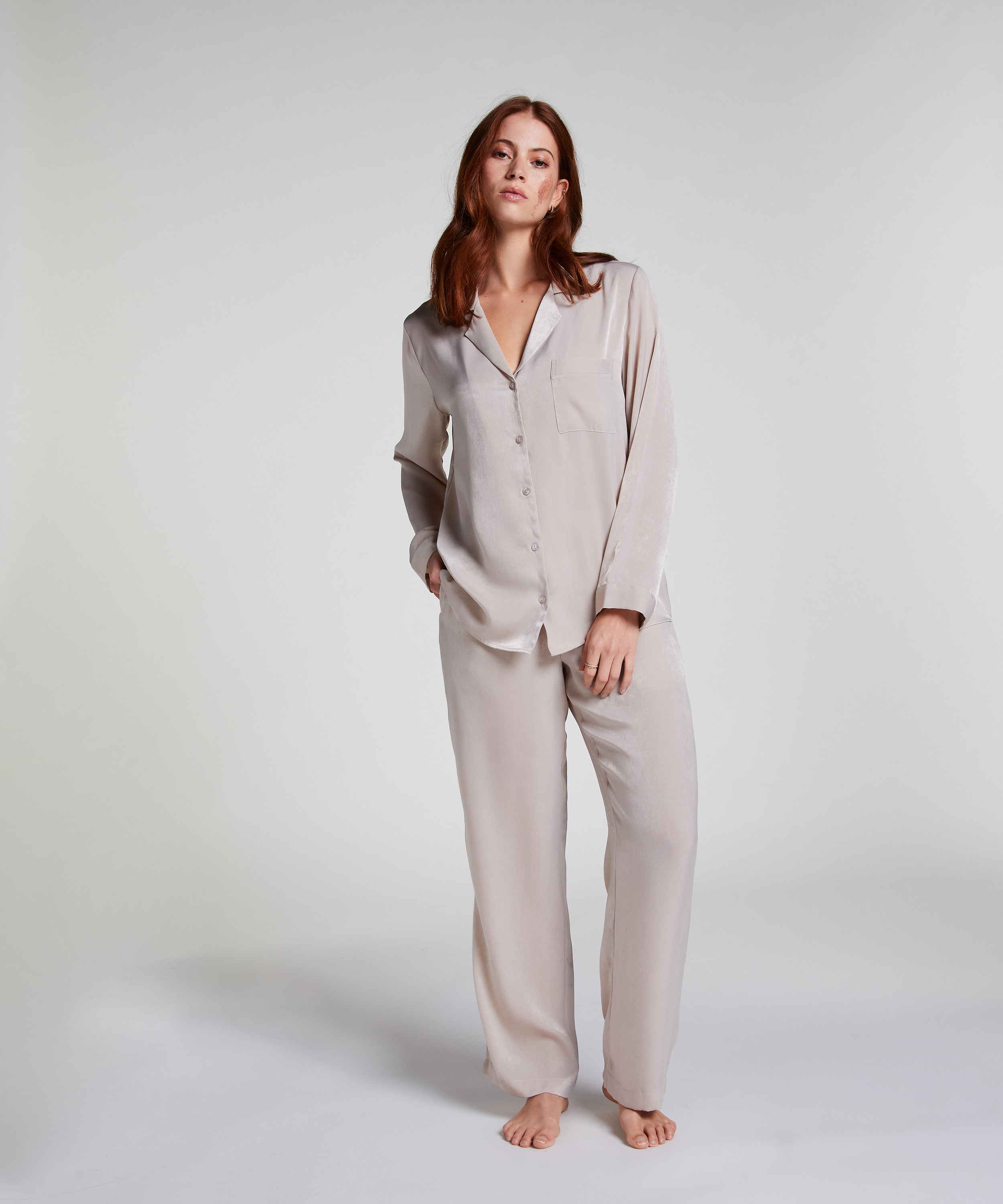 Spodnie z satyny, Beżowy, main