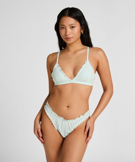 Mia Bralette - Tr&oacute;jkątny Biustonosz z Falbankami, Zielony