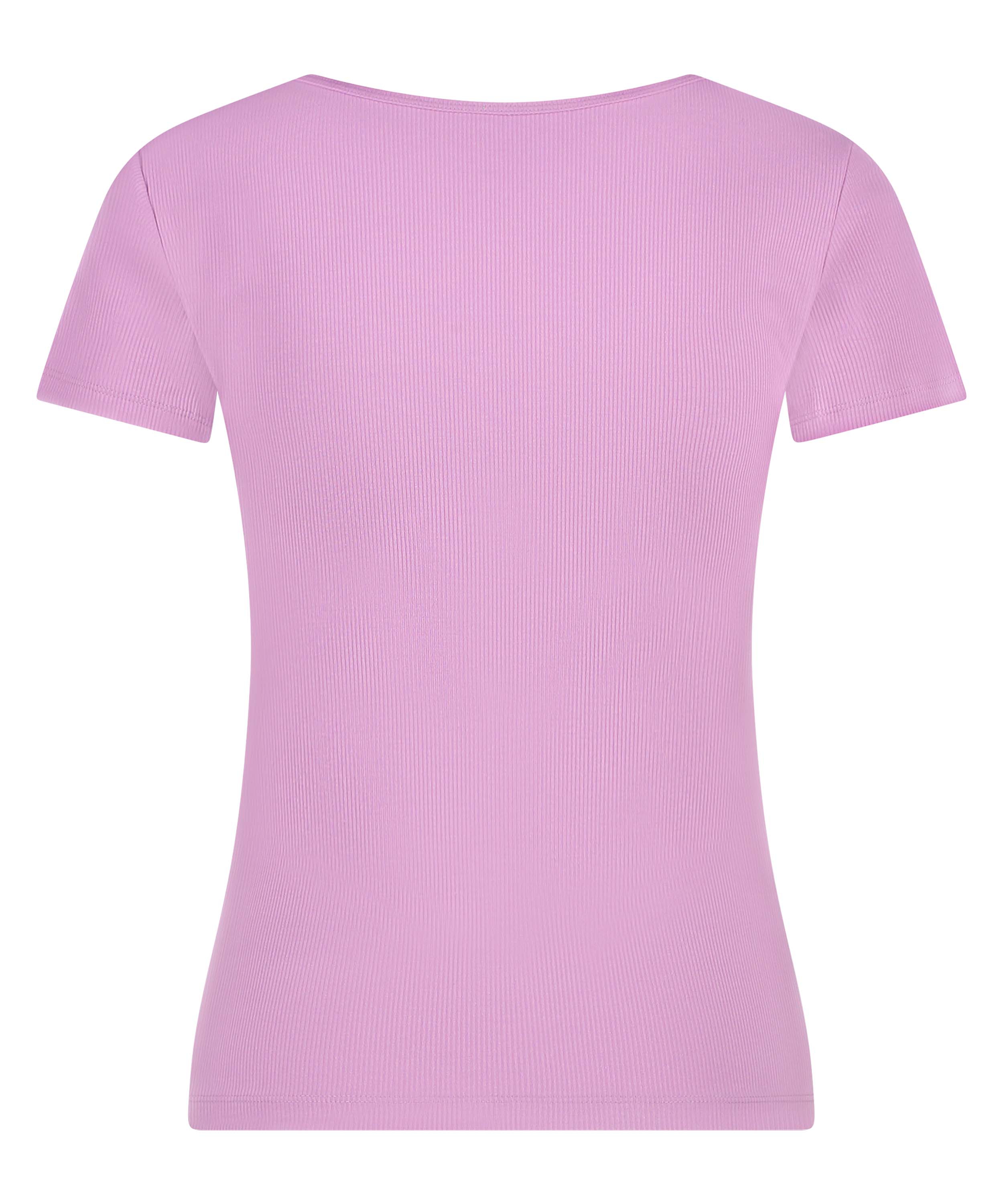 Top od piżamy z kr&oacute;tkimi rękawami Henley, Fioletowy, main