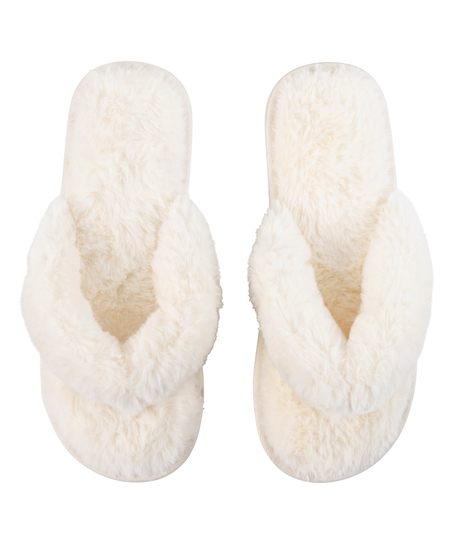 Kapcie Fake Fur, Biały