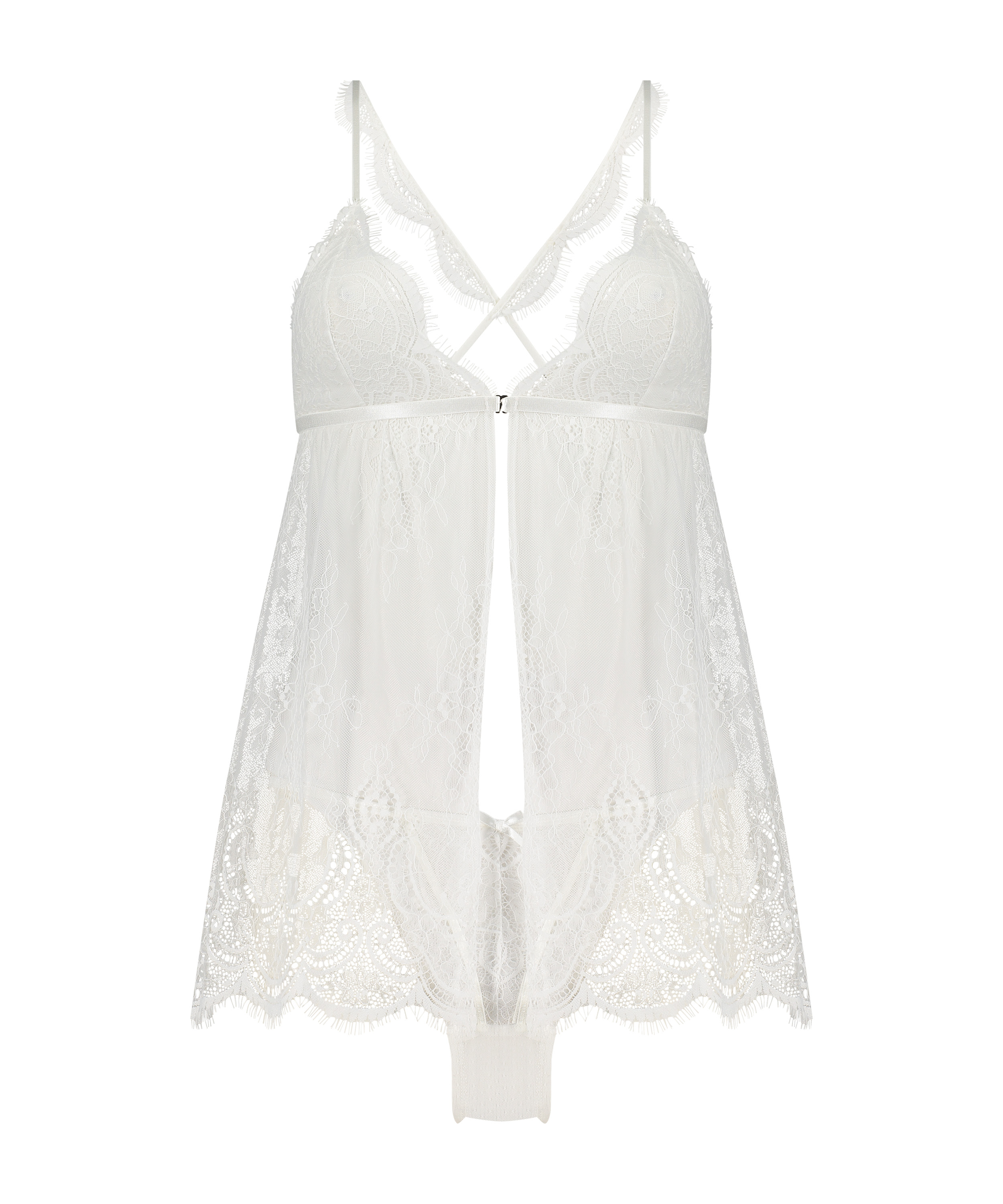 Koronkowa Babydoll dla nowożeńc&oacute;w, Biały, main