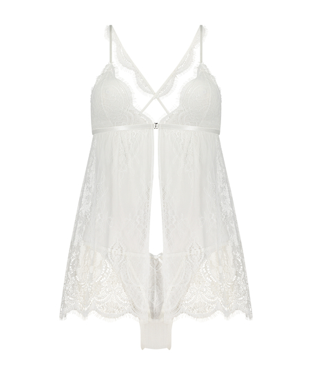 Koronkowa Babydoll dla nowożeńc&oacute;w, Biały