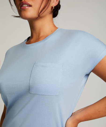 Koszula nocna z okrągłym dekoltem, Niebieski