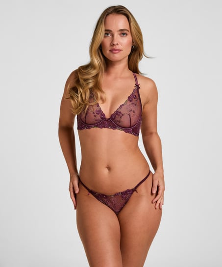 Stringi z wysokim wycięciem Peonie, Fioletowy