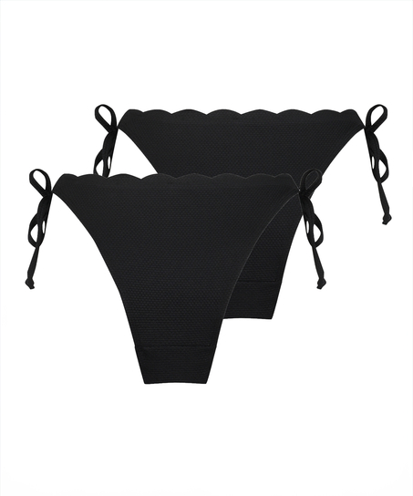 2-pak Majtki Bikini Cheeky Tanga Scallop, Czarny