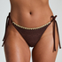 Majtki Bikini Cheeky Tanga Crochet, Brązowy