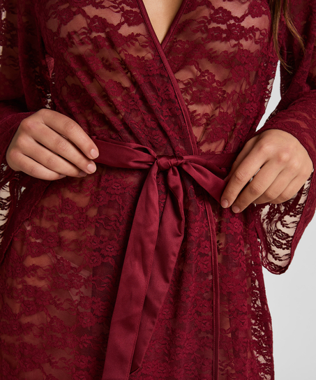Kimono w całości wykonane z koronki, Czerwony