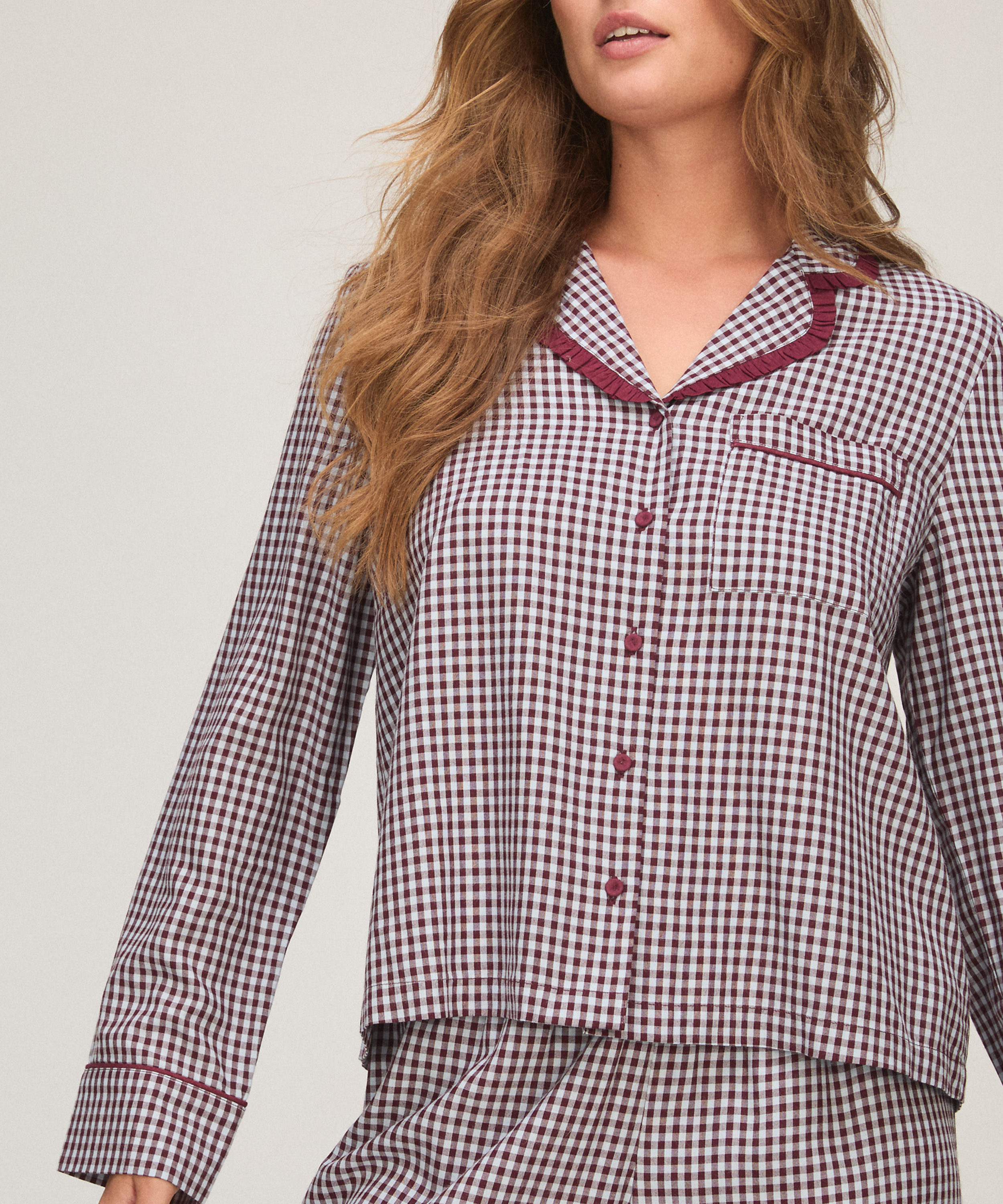 Pyjama Set Poplin Ruffle, Fioletowy, main