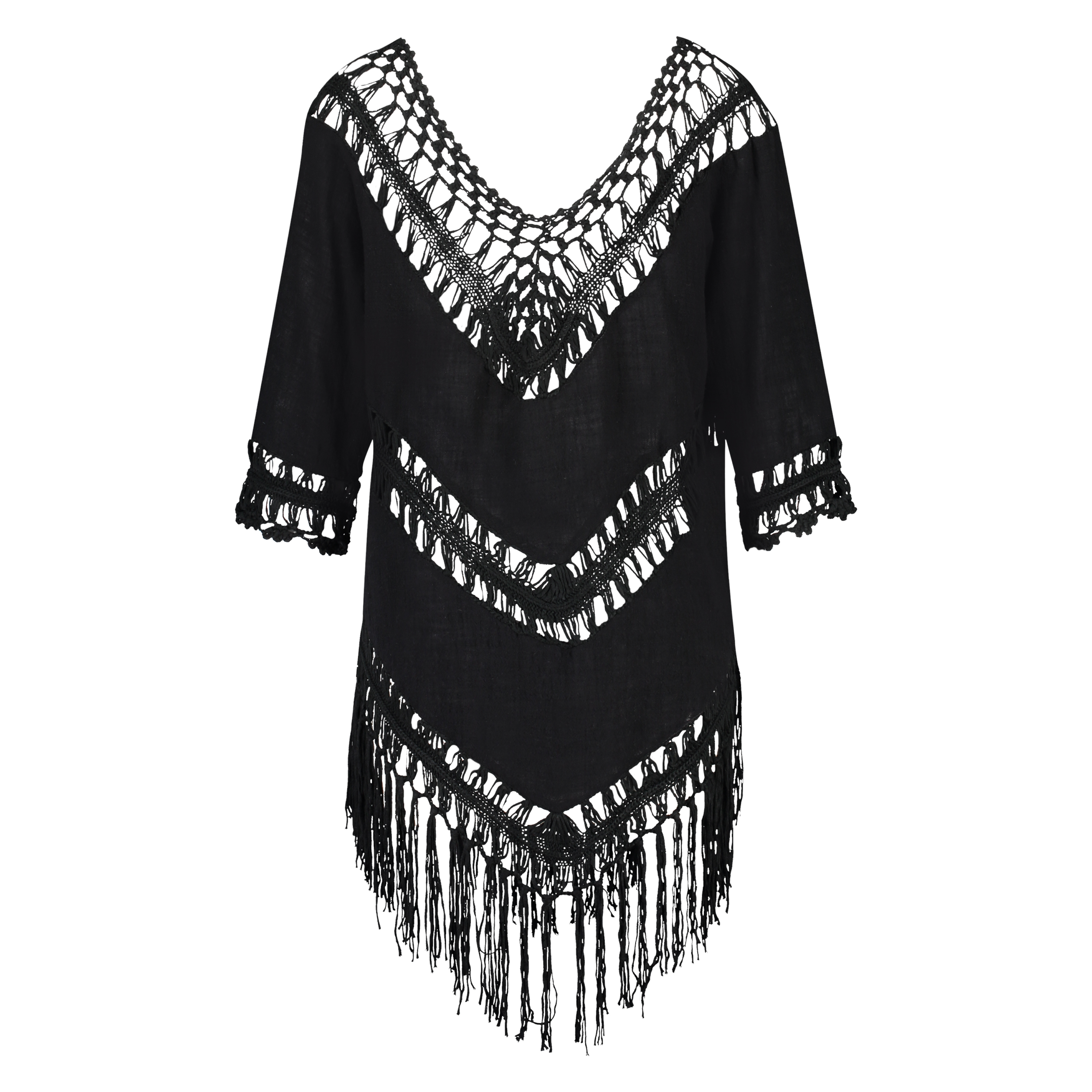 Fringe Tunic, Czarny, main
