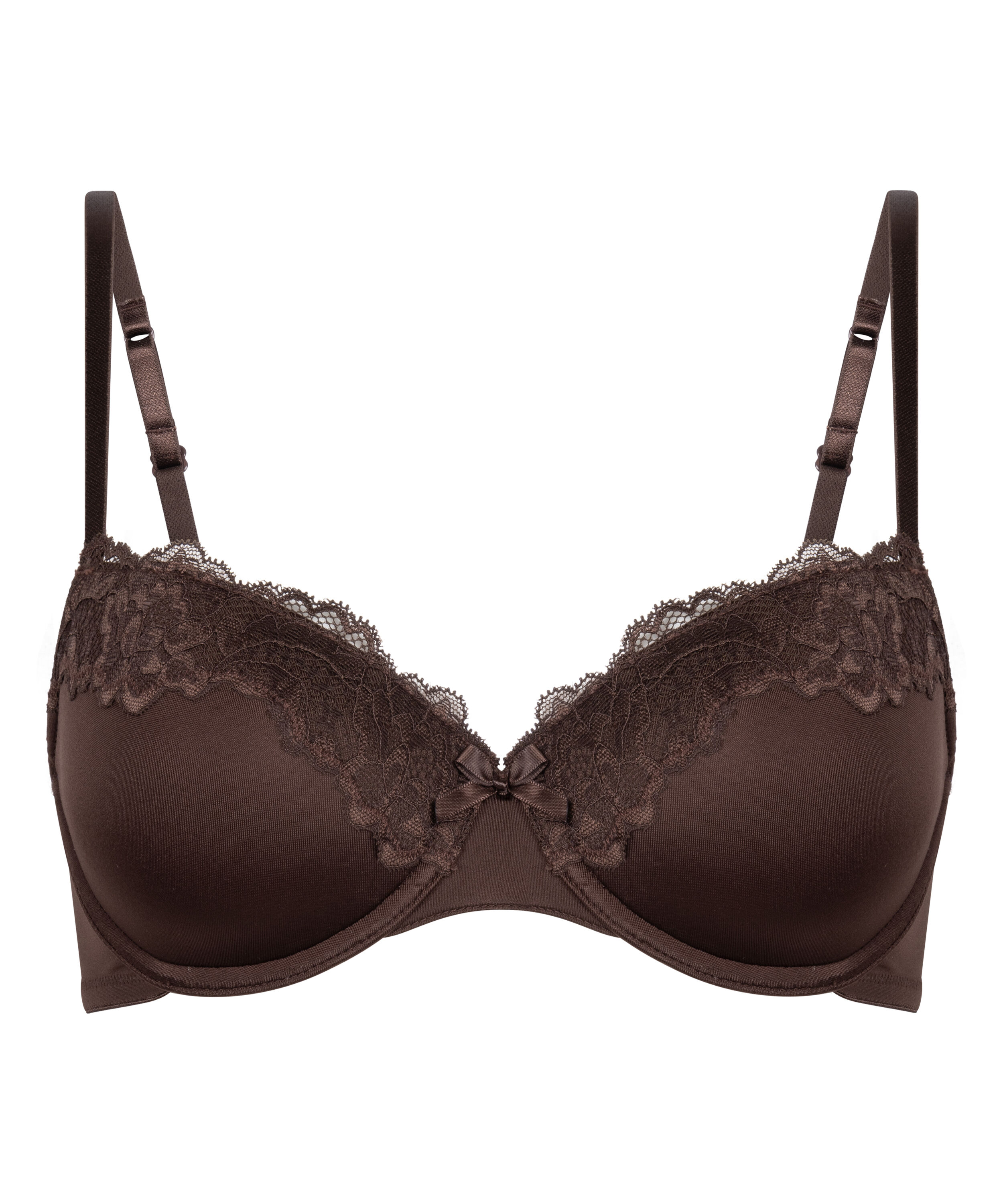 Biustonosz usztywniany z fiszbinami Lace & Shine, Brązowy