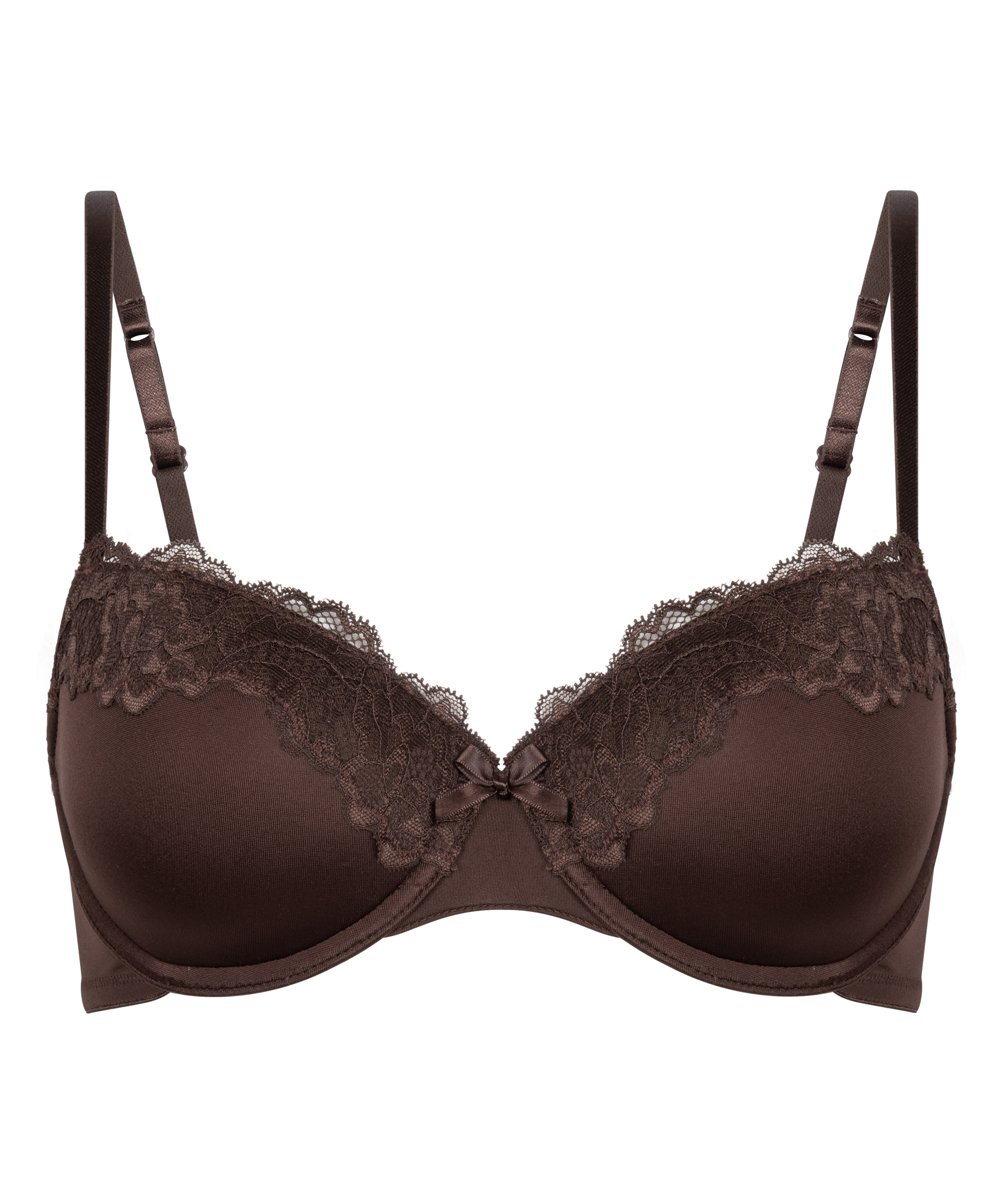 Biustonosz usztywniany z fiszbinami Lace & Shine, Brązowy, main