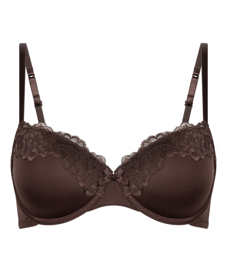 Biustonosz usztywniany z fiszbinami Lace & Shine, Brązowy