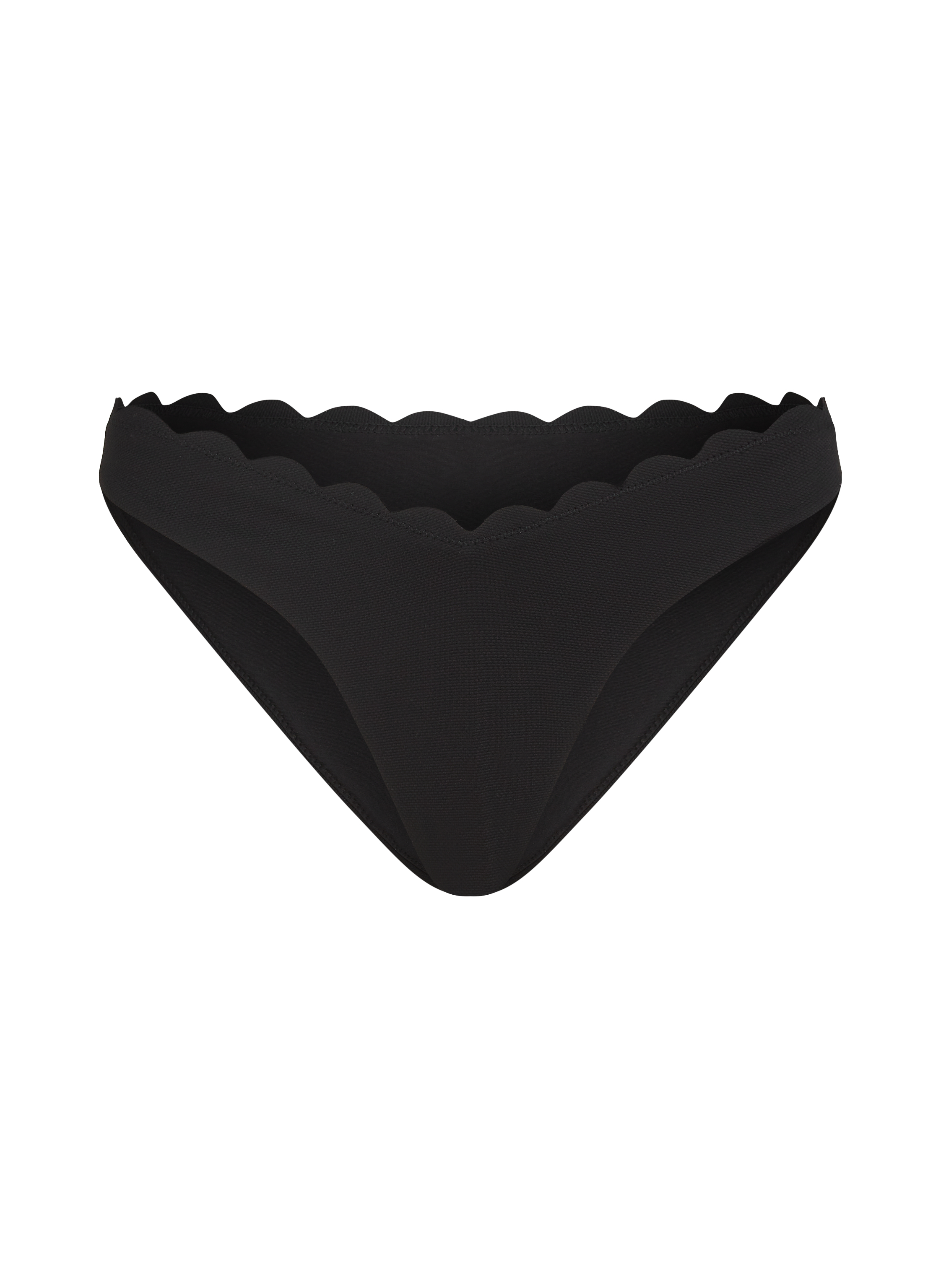 Majtki Bikini Wysoko Krojona Scallop, Czarny, main