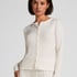 Kardigan z Prążkowanego Jerseya, Biały
