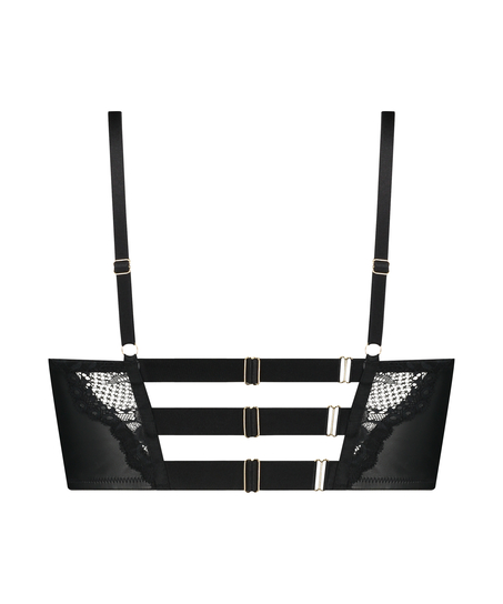 Usztywniony długi biustonosz push-up z fiszbinami Talia, Czarny