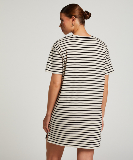 Koszula nocna z okrągłym dekoltem, Czarny