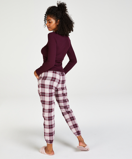 Twill Check Pyjama Pants, Fioletowy
