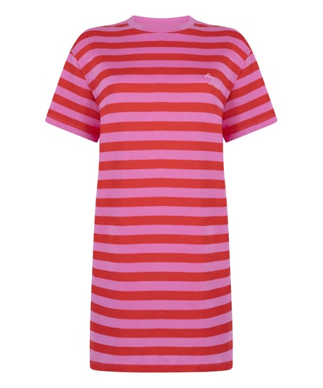 Koszula nocna z okrągłym dekoltem, R&oacute;żowy