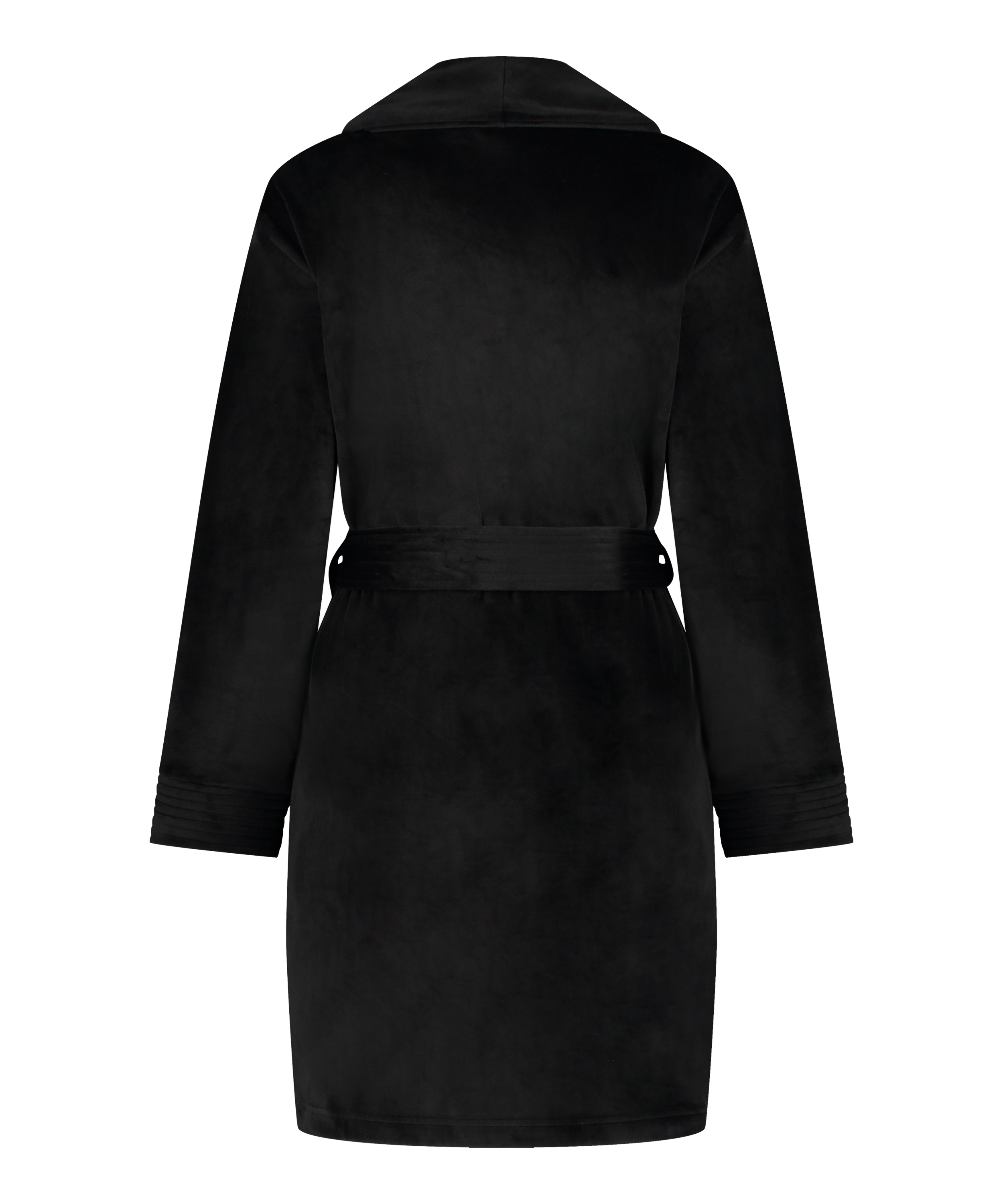 Kr&oacute;tki szlafrok welurowy, Czarny, main