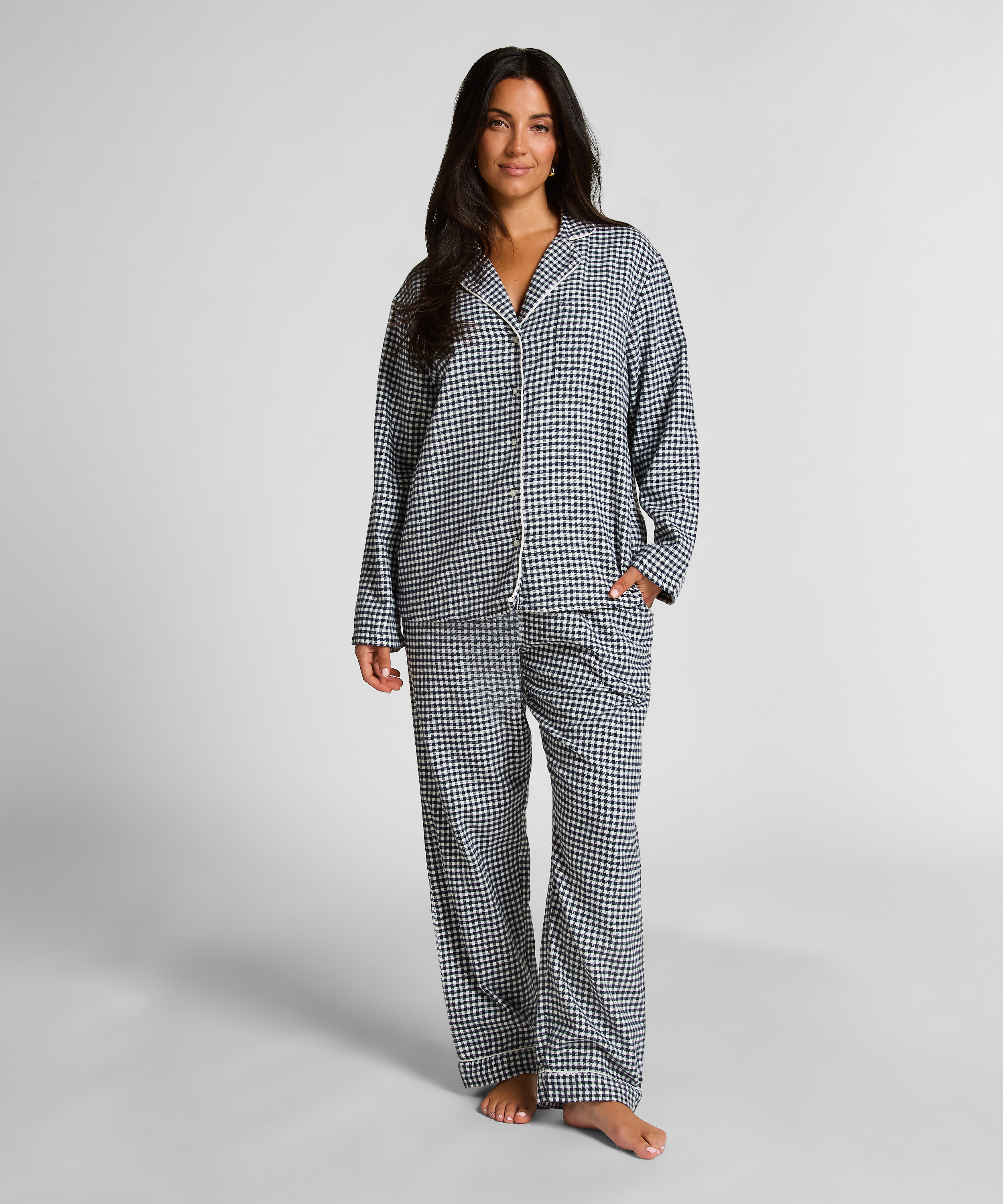 Top piżamowy Flanel Essentials, Niebieski, main
