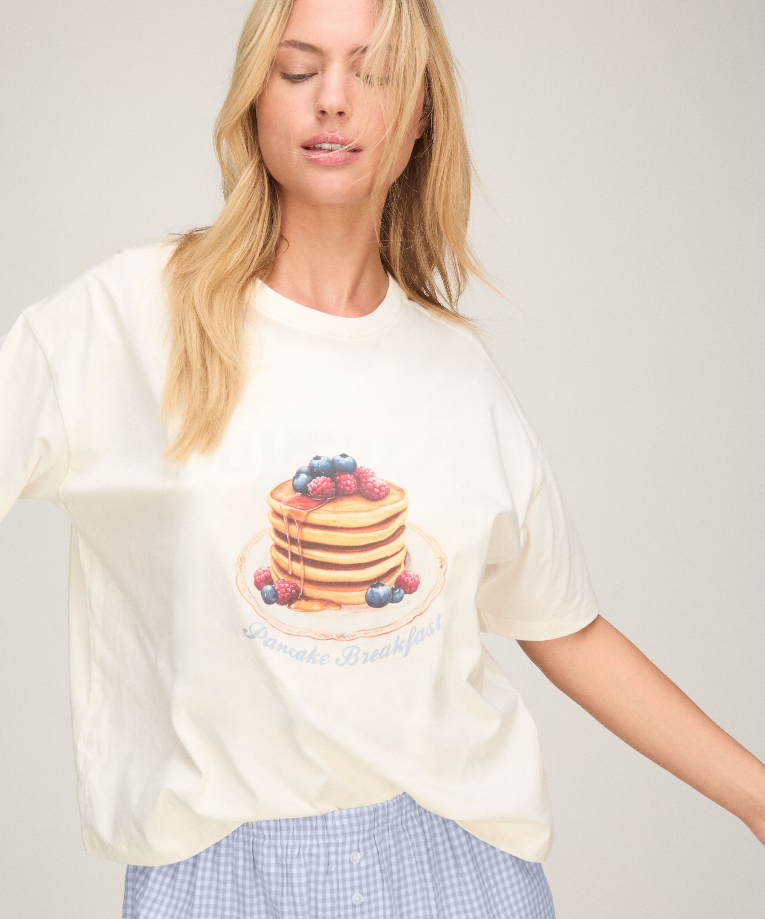 Komplet Piżamowy z Szortami i T-shirtem, Biały