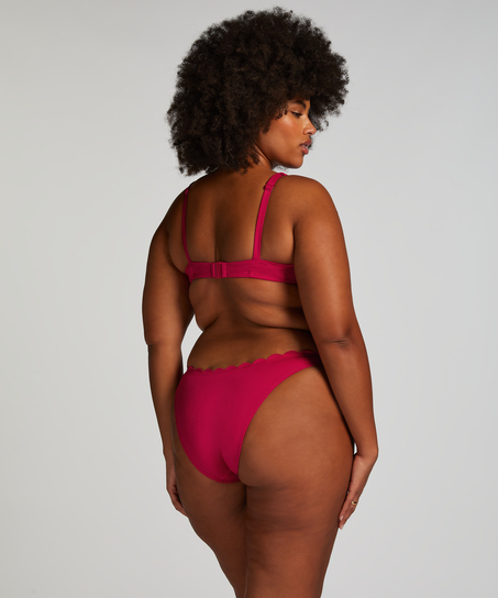 Majtki Bikini Wysoko Krojona Scallop, Różowy