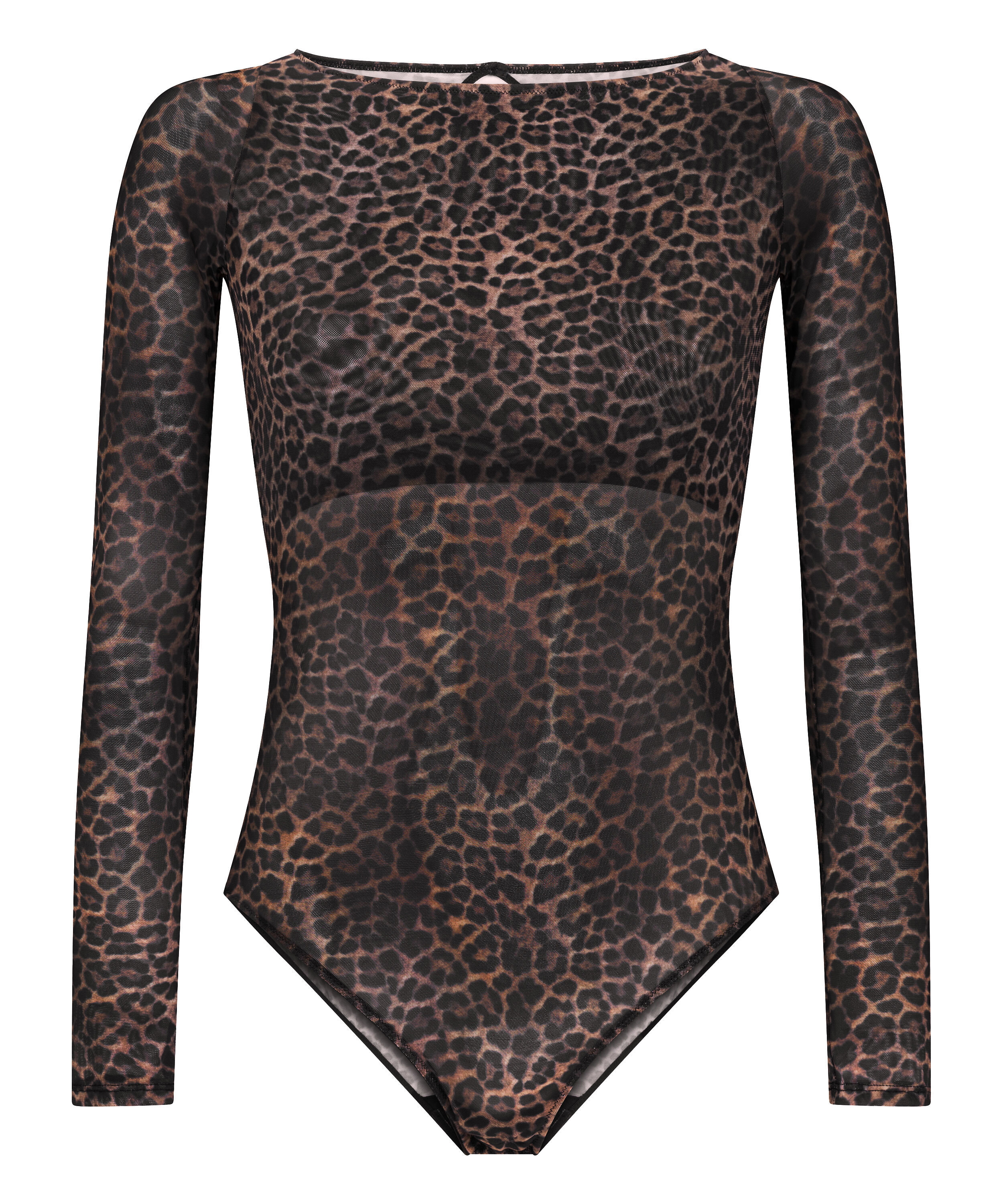 Body Tara Leopard z długim rękawem, Czarny