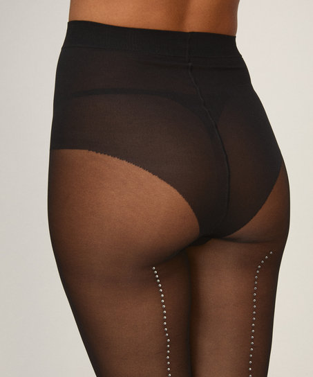 Rajstopy 15 Denier Diamond Backseam, Czarny