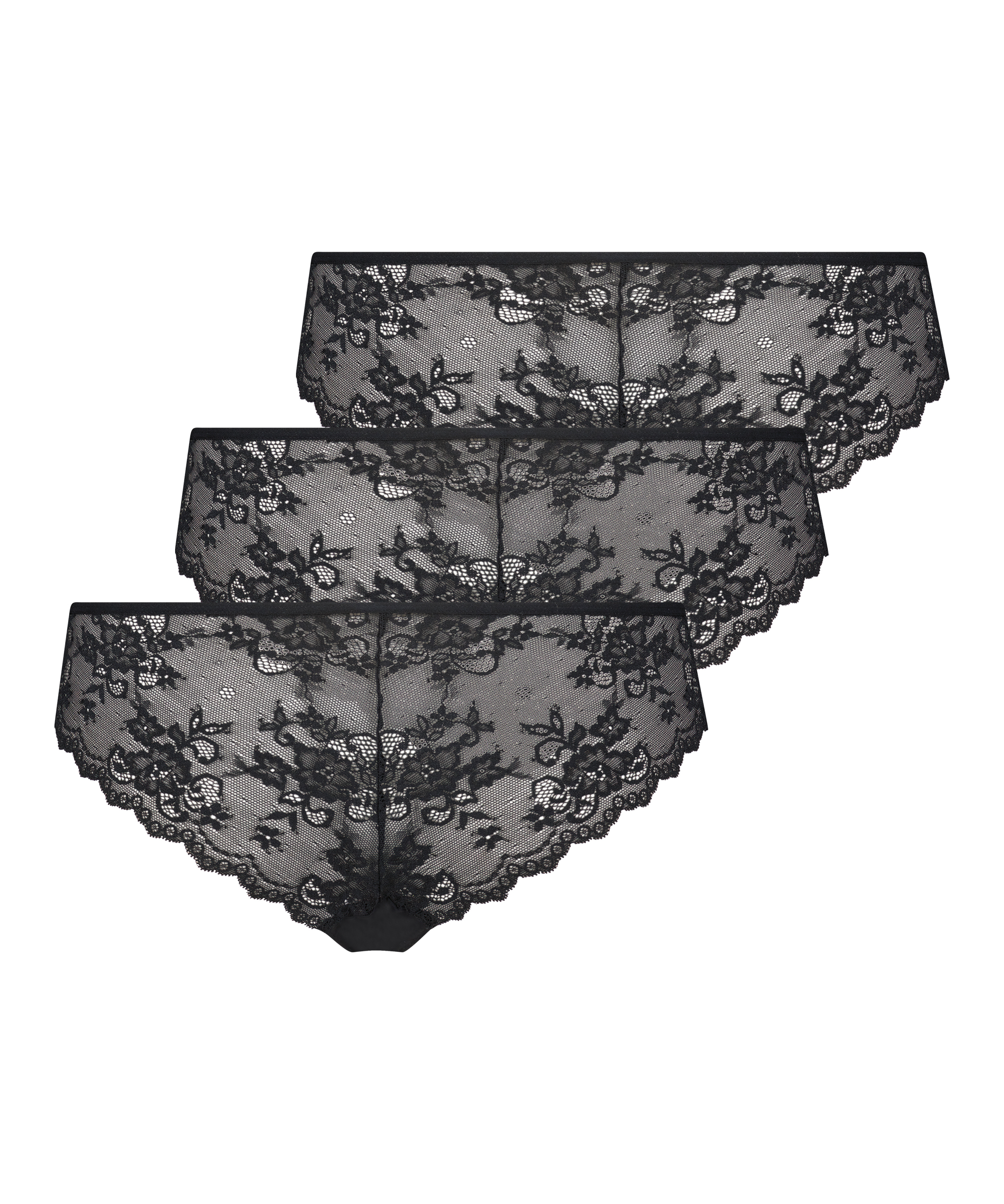 Niewidoczne majtki brazyliany 3 pary, Czarny, main